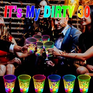 22 Pcs Glow Birthday Party Supplies,Dirty 30 Cups,Glowing Cups,Light Up Night Event Favor for 30th,Birthday Decorations(Dirty & It My Dirty 30) 16oz Flashing Cups Count (Pack of 1)