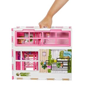 Barbie Dollhouse with Doll, 2 Levels & 4 Play Areas, Fully Furnished, 3 to 7 Year Olds