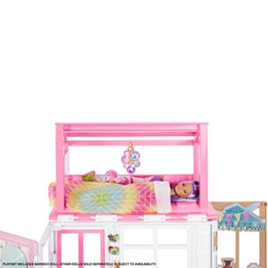 Barbie Dollhouse with Doll, 2 Levels & 4 Play Areas, Fully Furnished, 3 to 7 Year Olds