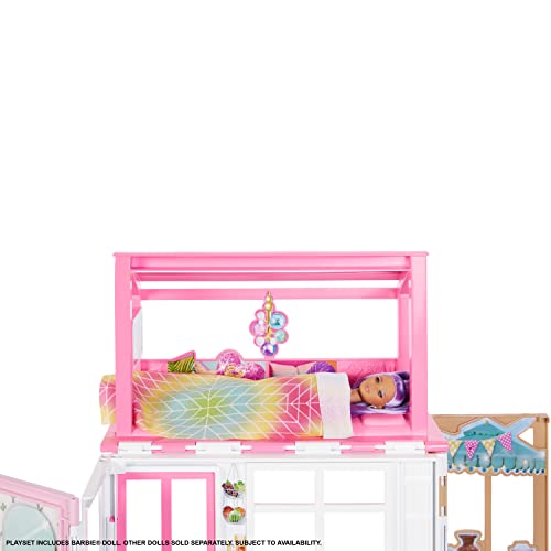 Barbie Dollhouse with Doll, 2 Levels & 4 Play Areas, Fully Furnished, 3 to 7 Year Olds