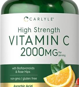 Vitamin C 2000mg | with Rose Hips | 150 Caplets | Vegetarian, Non-GMO, Gluten Free Supplement | by Carlyle