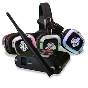 silent sound system silent disco 3-channel led headphone package (25 rf headphones / 3 transmitters) black
