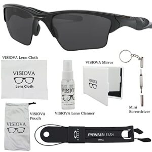 Oakley Half Jacket 2.0 XL OO9154 915401 62mm Polished Black/Black Iridium Sunglasses For Men Bundle Leash +VISIOVA Accessories