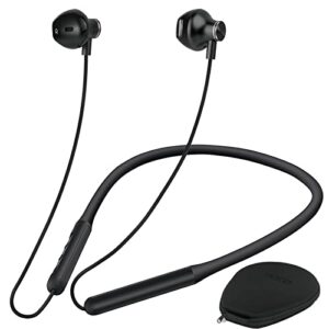 zxq q2 wireless neckband bluetooth headphones, neckband earbuds with magnetic, sport earphones with microphone, upgrade 15 hours playtime,usb type c charge, with carry case ear hook (black)