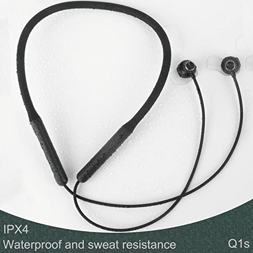 ZXQ Q2 Wireless Neckband Bluetooth Headphones, Neckband Earbuds with Magnetic, Sport Earphones with Microphone, Upgrade 15 Hours Playtime,USB Type C Charge, with Carry Case Ear Hook (Black)