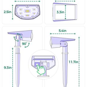 Solar Outdoor Lights, Solar Lights Outdoor Waterproof IP68 Multicolor 13 Modes, RGB Solar Spot Lights Outdoor, Auto On/Off Solar Landscape Lights 2-in-1, for Yard, Garden, Pathway, Flag, 2 Pack