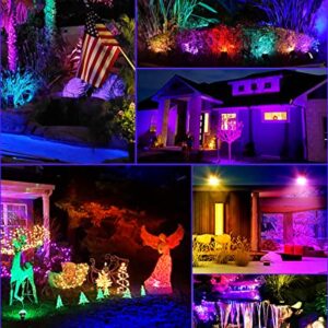 Solar Outdoor Lights, Solar Lights Outdoor Waterproof IP68 Multicolor 13 Modes, RGB Solar Spot Lights Outdoor, Auto On/Off Solar Landscape Lights 2-in-1, for Yard, Garden, Pathway, Flag, 2 Pack