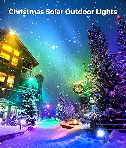 Solar Outdoor Lights, Solar Lights Outdoor Waterproof IP68 Multicolor 13 Modes, RGB Solar Spot Lights Outdoor, Auto On/Off Solar Landscape Lights 2-in-1, for Yard, Garden, Pathway, Flag, 2 Pack