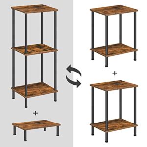 HOOBRO End Tables Set of 2, Nightstand with 2-Layer Storage Shelves, Side Table for Small Spaces, Living Room, Entryway, Industrial Style, Stable Frame, Easy Assembly, Rustic Brown BF09BZP201