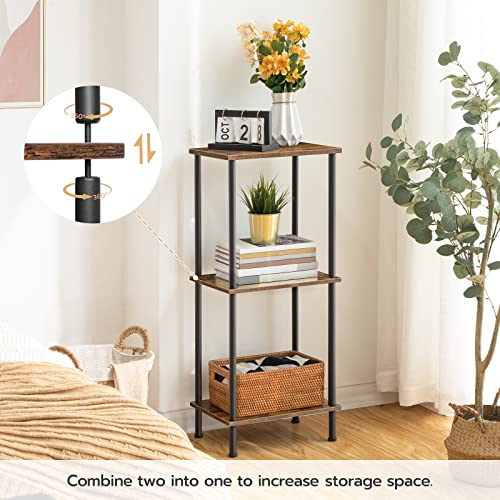 HOOBRO End Tables Set of 2, Nightstand with 2-Layer Storage Shelves, Side Table for Small Spaces, Living Room, Entryway, Industrial Style, Stable Frame, Easy Assembly, Rustic Brown BF09BZP201