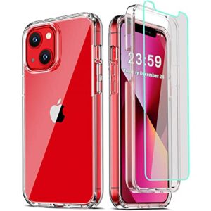 coolqo compatible for iphone 13 mini case 5.4 inch, with [2 x tempered glass screen protector] clear 360 full body protective coverage silicone 14 ft drop military grade shockproof phone cover