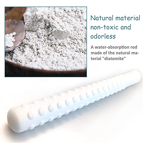 Loomaka Drying Rod Stick Absorbent Stick Diatomite Water-Absorption Stick【Quick Drying/Reusable/Preventing Moisture and Mold】Maintenance 2-Piece kit, White