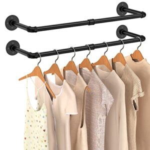 Closet Rods for Hanging Clothes, Ecoyomi 72 Inch Clothing Racks Wall Mount,Industrial Pipe Clothing Rack, Garment Rack Clothes Hanging Rod Bar, Heavy-Duty Garment Bar for Closet Laundry Room Storage