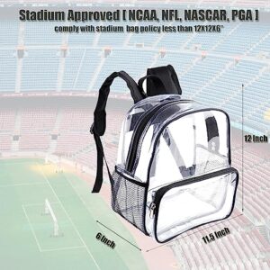 Crosstime Clear Backpack Stadium Approved 12x6x12 Clear Stadium Bag for Concert Sport Events Games Festival