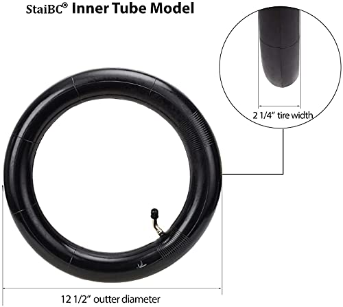 Heavy Duty 12.5x2.25 (12-1/2 x2-1/4) Tire & Inner Tube Set with Angled Valve Stem for Electric Scooters Razor Pocket Mod, Currie, Schwinn, GT, IZIP, eZip 2 Sets