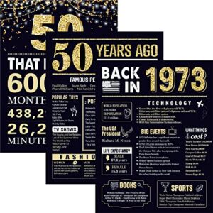 50 years ago 50th birthday wedding anniversary poster 3 pieces 11 x 14 70s party decorations supplies large sign home decor for men and women ( back in 1973 - 50 years)