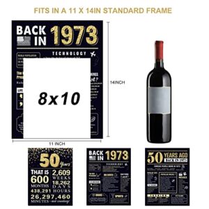 50 Years Ago 50th Birthday Wedding Anniversary Poster 3 Pieces 11 x 14 70s Party Decorations Supplies Large Sign Home Decor for Men and Women ( Back in 1973 - 50 Years)