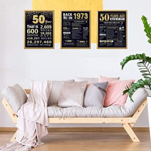 50 Years Ago 50th Birthday Wedding Anniversary Poster 3 Pieces 11 x 14 70s Party Decorations Supplies Large Sign Home Decor for Men and Women ( Back in 1973 - 50 Years)