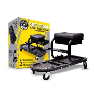 chemical guys acc618 soft stool ultimate rolling detailing & utility cart, (for cars, trucks, suvs, rvs, home, garden, garage & more) 15' 1/2" x 8' 3/4" x 18' 1/2" - black