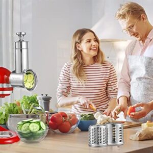 FavorKit Stainless Steel Slicer Shredder Attachment for KitchenAid Mixers, Bigger Vegetable Salad Maker Accessories with 3 Cylinder Blades,Dishwasher Safe!