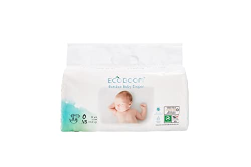 ECO BOOM Diapers, Baby Bamboo Viscose Diapers, Eco-Friendly Natural Soft Disposable Nappies for Infant, Size 0 Suitable for up to 7 lbs (Newborn - 34 Count)