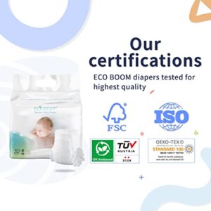 ECO BOOM Diapers, Baby Bamboo Viscose Diapers, Eco-Friendly Natural Soft Disposable Nappies for Infant, Size 0 Suitable for up to 7 lbs (Newborn - 34 Count)