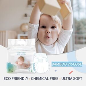 ECO BOOM Diapers, Baby Bamboo Viscose Diapers, Eco-Friendly Natural Soft Disposable Nappies for Infant, Size 0 Suitable for up to 7 lbs (Newborn - 34 Count)