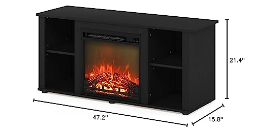 Furinno Jensen Entertainment Center Stand with Fireplace for TV up to 55 Inch, Americano, Corded Electric, Adjustable