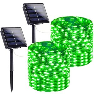 green solar string lights outdoor, 2-pack 72ft 400 led solar waterproof lights outdoor/indoor, fairy twinkle lights for christmas decorations bedroom party wedding garden patio tree (green)