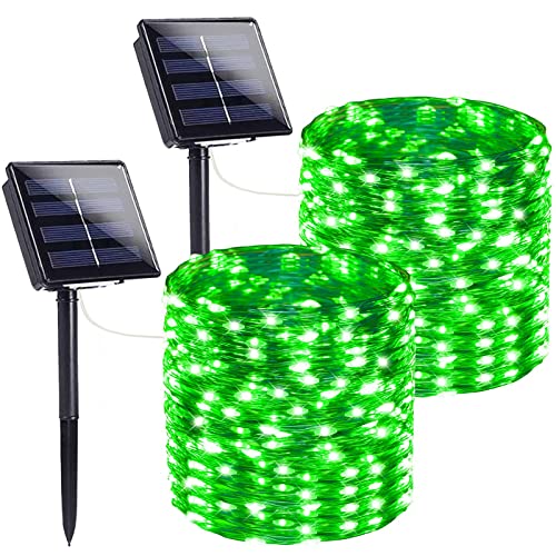 Green Solar String Lights Outdoor, 2-Pack 72FT 400 LED Solar Waterproof Lights Outdoor/Indoor, Fairy Twinkle Lights for Christmas Decorations Bedroom Party Wedding Garden Patio Tree (Green)