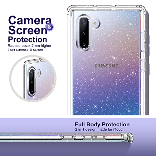 ULAK Galaxy Note 10 Case, Stylish Clear Glitter Sparkle Heavy Duty Shockproof Rugged Protection Case Transparent Soft TPU Protective Cover for Samsung Galaxy Note 10 6.3 inch (2019), Clear Glitter