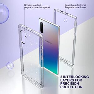 ULAK Galaxy Note 10 Case, Stylish Clear Glitter Sparkle Heavy Duty Shockproof Rugged Protection Case Transparent Soft TPU Protective Cover for Samsung Galaxy Note 10 6.3 inch (2019), Clear Glitter