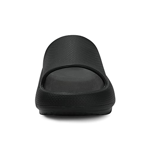 welltree Slides for Women Men Pillow Slippers Non-Slip Bathroom Shower Sandals Soft Thick Sole Indoor and Outdoor Slides,Black,7.5-8.5 Women/6-7 Men