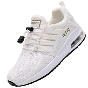 FINOTAR Men Running Shoes Lightweight Breathable Fashion Sneakers Air Mens Walking Shoes Tennis Jogging Gym Travel Outdoor Sports Shoes White 10.5