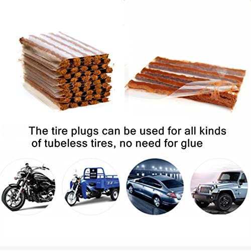 Chrov 100pcs Tire Plugs, Rubber Tire Repair Plugs for Tubeless Off-Road Tires Car, ATV, UTV, Wheelbarrow(4"/8") (4" x1/4", Brown)