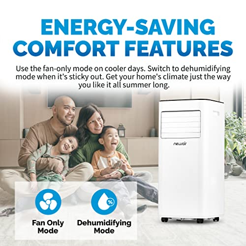 Newair Portable Air Conditioner | 10,000 BTU | White | Compact AC Design with Easy Setup Window Venting Kit, Self-Evaporative System, Quiet Operation, Dehumidifying Mode with Remote and Timer
