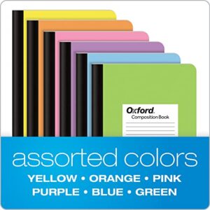 Oxford Composition Notebooks, 6 Pack, Wide Ruled Paper, 9-3/4 x 7-1/2 Inches, 100 Sheets, Assorted Pastel Covers (63759)