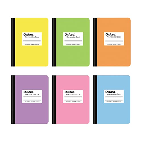 Oxford Composition Notebooks, 6 Pack, College Ruled Paper, 9-3/4 x 7-1/2 Inches, 100 Sheets, Assorted Pastel Covers (63760)