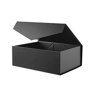 blk&wh gift box 10.5x7.7x3.8 inches, gift box with lid, black gift box, groomsman box, collapsible gift box with magnetic lid (matte black)