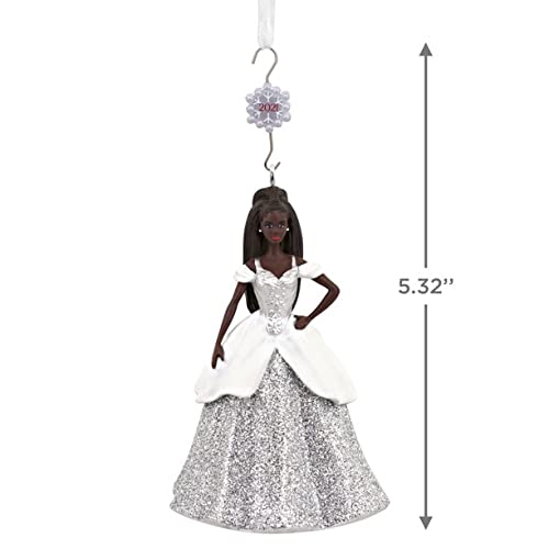 Hallmark Holiday Barbie Christmas Tree Ornament 2021 (with Limited Edition Dated Hook (Black))