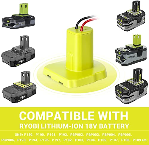 Ecarke for Power Wheels Adaptor for Ryobi 18V One+ P108 P107 P102 Battery Dock Power Connector RC Toy & Car,e-Bike 12 Gauge Robotics （with Wire Terminals）（2 pcs）