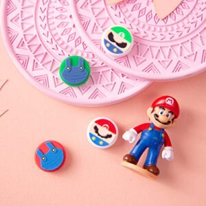 PERFECTSIGHT Cute Thumb Grips Cap Compatible with Nintendo Switch Joycon/OLED/Lite, Soft Silicon Joystick Caps, Kawaii Skin Button Stick Cover 3D Analog Kit for NS Controller, Mario Luigi Bros