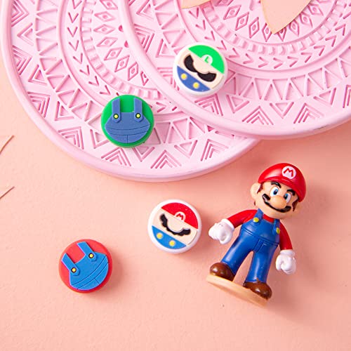 PERFECTSIGHT Cute Thumb Grips Cap Compatible with Nintendo Switch Joycon/OLED/Lite, Soft Silicon Joystick Caps, Kawaii Skin Button Stick Cover 3D Analog Kit for NS Controller, Mario Luigi Bros