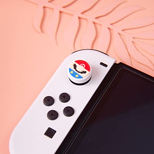 PERFECTSIGHT Cute Thumb Grips Cap Compatible with Nintendo Switch Joycon/OLED/Lite, Soft Silicon Joystick Caps, Kawaii Skin Button Stick Cover 3D Analog Kit for NS Controller, Mario Luigi Bros