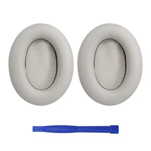 replacement ear-pads cushions for sony wh-1000xm3 headphones, with soft-touch leather, noise isolation memory foam (silver)