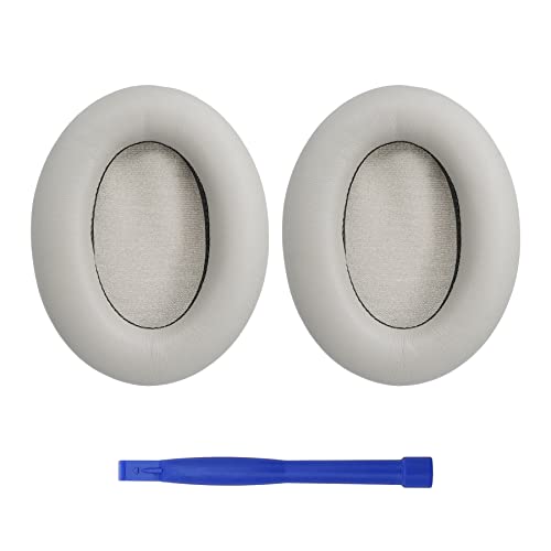 Replacement Ear-Pads Cushions for Sony WH-1000XM3 Headphones, with Soft-Touch Leather, Noise Isolation Memory Foam (Silver)