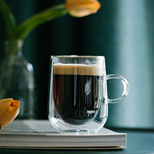 BTaT- Espresso Cups, Set Of 4, 3oz (90ml), Barrel Shape, Double Wall Glass Espresso Cups, Espresso Mugs, Espresso Glass, Glass Espresso Cups, Espresso Glass Cups, Clear Espresso Cups, Espresso Glasses
