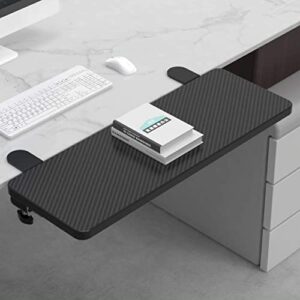 siiboat desk extender ergonomic computer table extension arm support collapsible keyboard tray for square tabletop - carbon fiber 25.2" x 9.45"