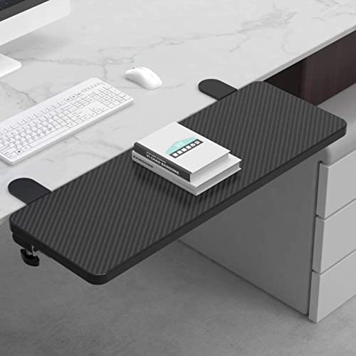 Siiboat Desk Extender Ergonomic Computer Table Extension Arm Support Collapsible Keyboard Tray for Square Tabletop - Carbon Fiber 25.2" x 9.45"