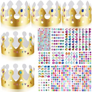 30-piece paper crowns birthday crown hat paper kits with gems letter alphabet stickers diy party crown hats birthday party favor supplies decoration for kids and adults